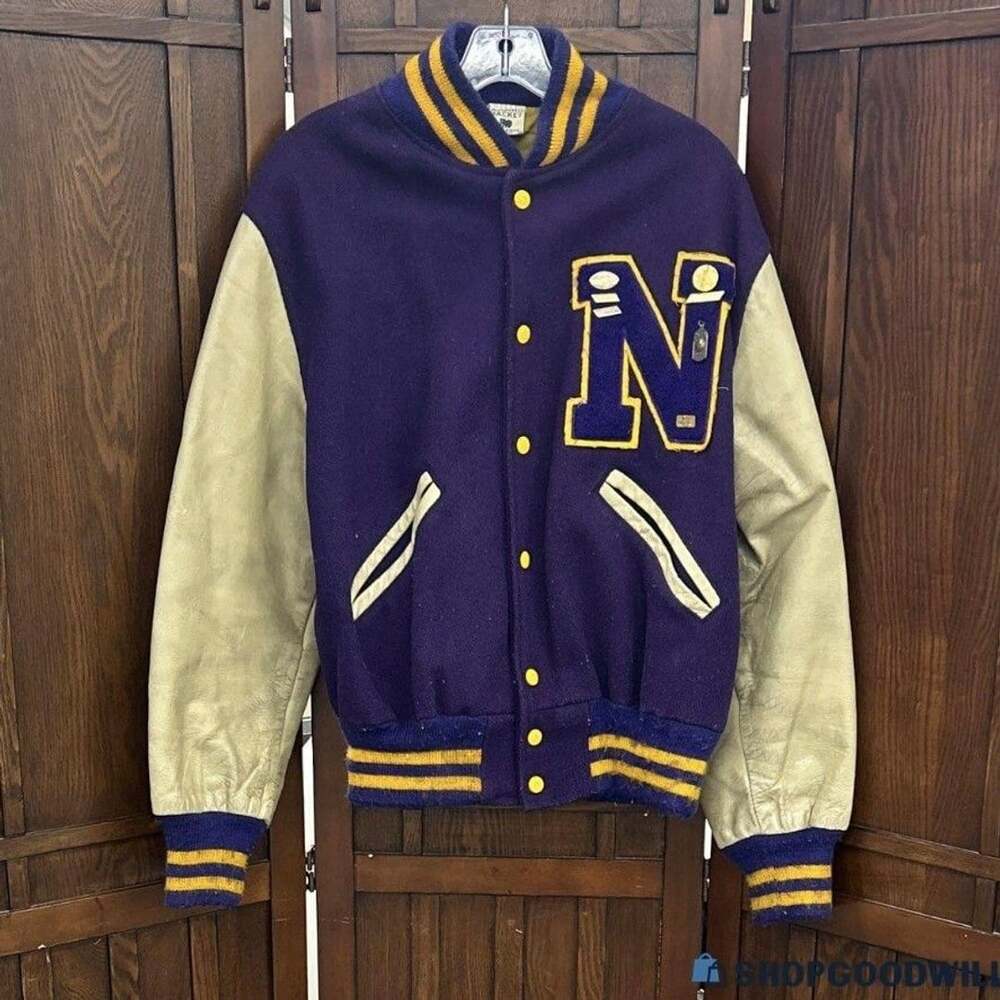 Kaye Bros. Award Jacket Purple Letterman Varsity Wool Leather